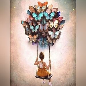 2/$20 BN Diamond Art girl on Butterfly Swing 30 x 40 cm